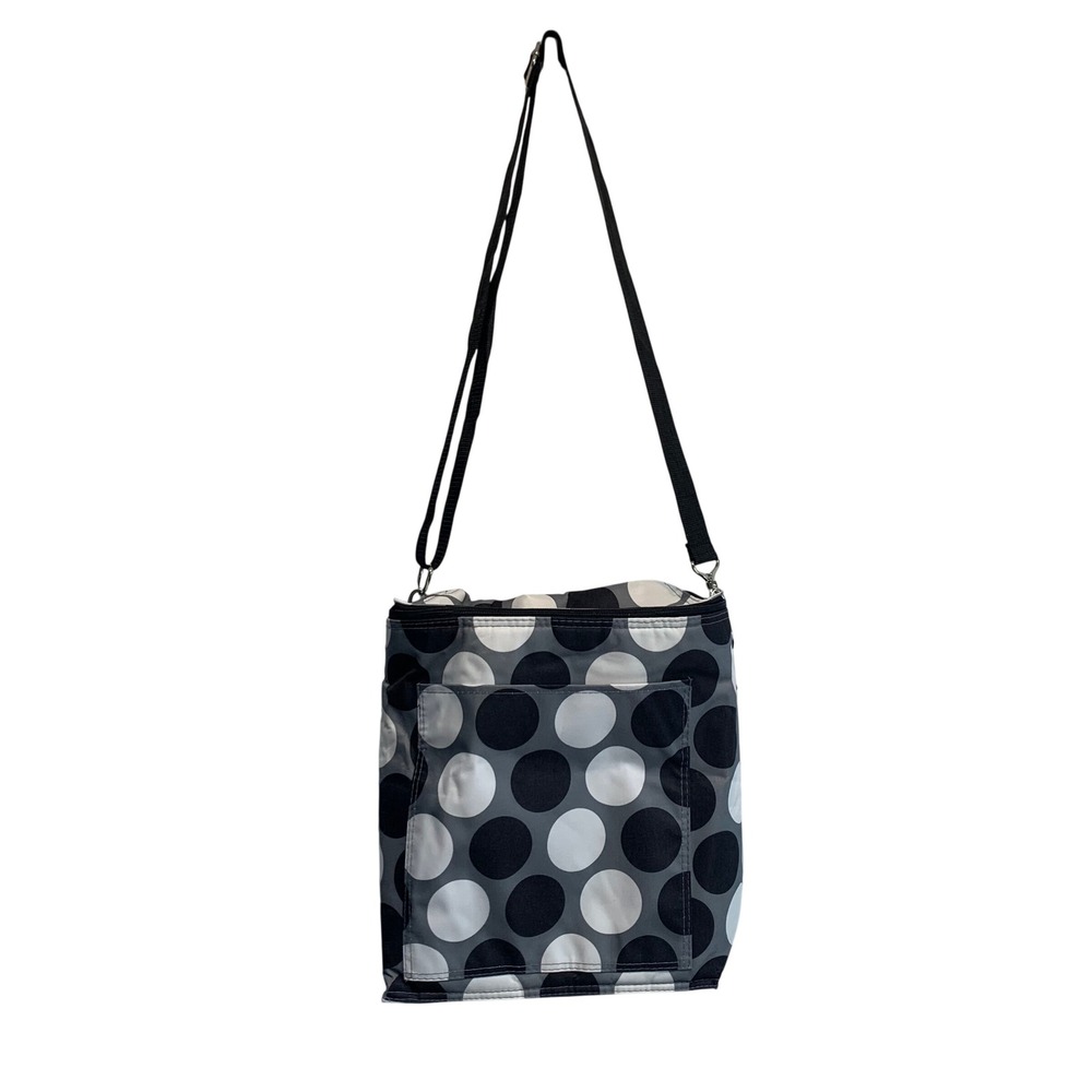 Thirty-One Thermal Tote Bag OS Gray White Black Polka Dot Insulated Crossbody